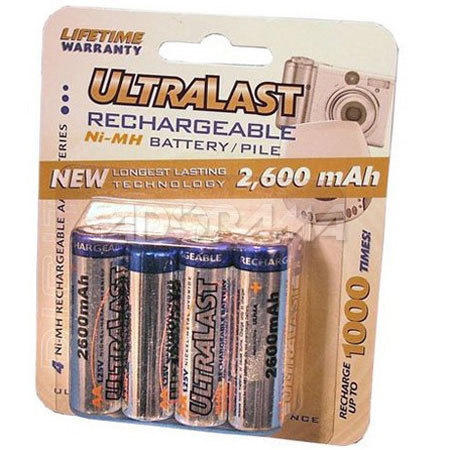 UltraLast AA NiMH 2600 mAh Rchrgbl Batteries, Pack of 8