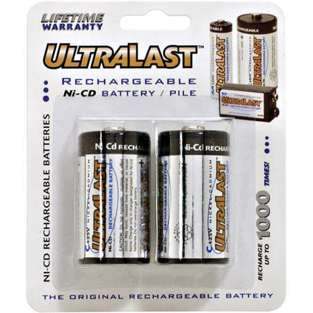UltraLast "C" NiCad (Nickel-Cadmium) 1.2v 1600 mAh Batteries, Pack of 2 #ULN2C