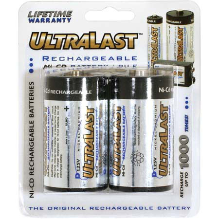 UltraLast "D" NiCad (Nickel-Cadmium) 1.2v 1600 mAh Batteries, Pack of 2 #ULN2C