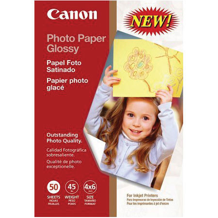 Canon 4x6in Glossy Photo Inkjet Paper, 50 Sheets