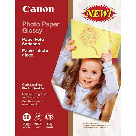 Canon 8.5x11" Glossy Photo Inkjet Paper, 50 Sheets