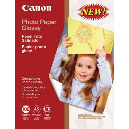 Canon 8.5x11" Glossy Photo Inkjet Paper, 100 Sheets