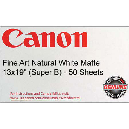 Canon Natural White Matte Fine Art Paper (13x19"), 50 Sheets