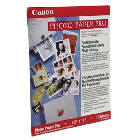 Canon High Gloss Heavy-Weight Pro Photo Inkjet Paper, 9.6 mil., 8.5x11", 15 Sheets.