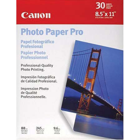 Canon High Gloss Heavy-Weight Pro Photo Inkjet Paper, 9.6 mil., 8.5x11", 30 Sheets.