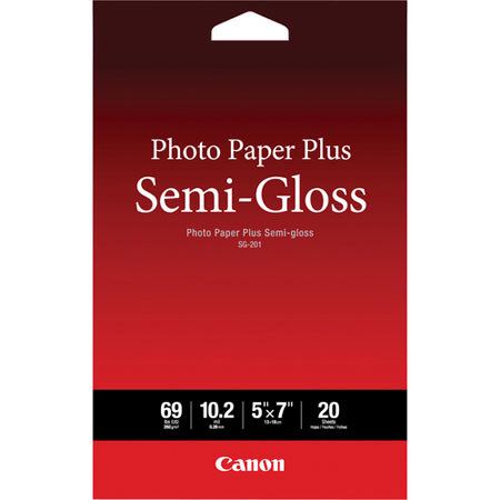 Canon Photo Paper Plus Semi-Gloss SG-201 Inkjet Paper, 5x7", 20 Sheets
