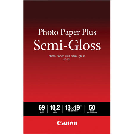 Canon Photo Paper Plus Semi-Gloss SG-201 Inkjet Paper, 13x19", 50 Sheets