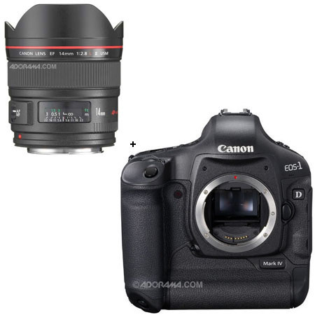 Canon EOS-1D MARK-IV Digital SLR Camera with EF 14mm f/2.8L II USM Wide Angle Lens