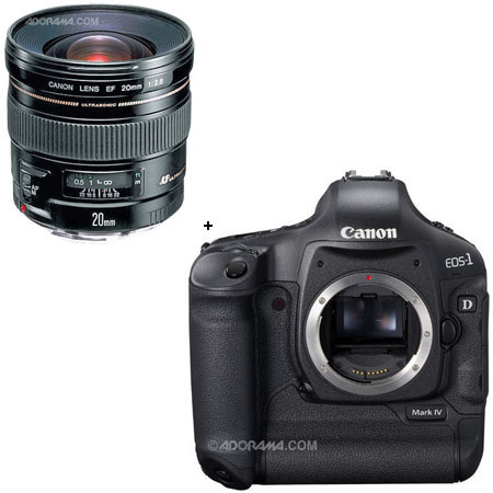 Canon EOS-1D MARK-IV Digital SLR Camera with Canon EF 20mm f/2.8 USM AutoFocus Ultra Wide Angle Lens