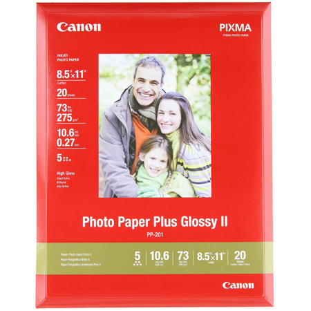 Canon 8.5x11" Glossy II Inkjet Photo Paper, 20 Sheets