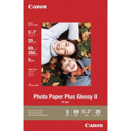 Canon 5x7in Glossy II Inkjet Photo Paper, 20 Sheets