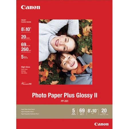 Canon 8x10in Glossy II Photo Inkjet Paper, 20 Sheets