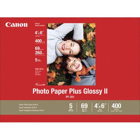 Canon 4x6in Glossy II Inkjet Photo Paper, 400 Sheets