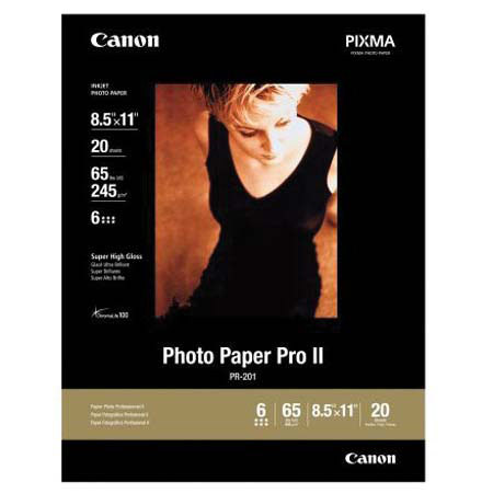 Canon Pro II Inkjet High Gloss Photo Paper, 8.5x11"x20