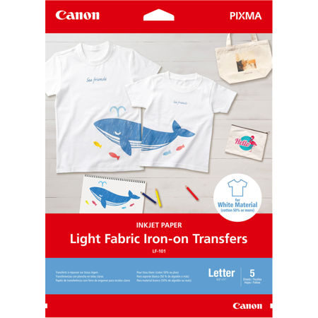 Canon 8.5x11" LF-101 Light Fabric Iron-On Transfers Inkjet Paper,125gsm,5 Sheets