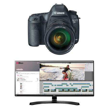 Canon EOS 5D Mark III DSLR Camera w/EF 24-105mm f/4 Lens W/LG 34UM88C-P 34" IPS