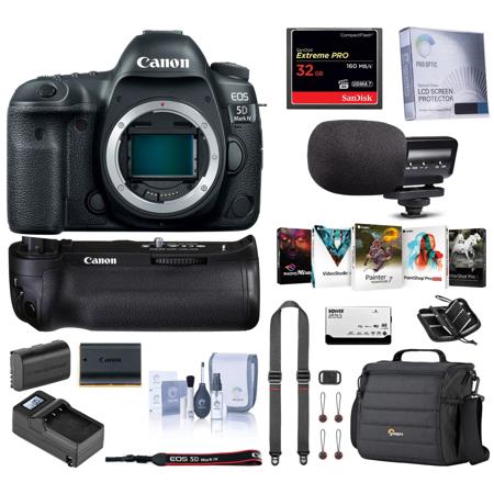 Canon EOS 5D Mark IV DSLR Body W/Canon BG-E20 Battery Grip/Free Accessory Bundle