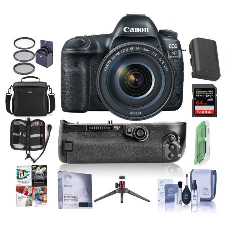 Canon EOS 5D Mark IV DSLR with 24-105mm Lens /Canon BG-E20 Battery W/Free Bundle