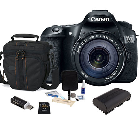 Canon EO 60D 18 MP DSLR Camera w/18-135mm IS Lens Black, USA -BUNDLE-