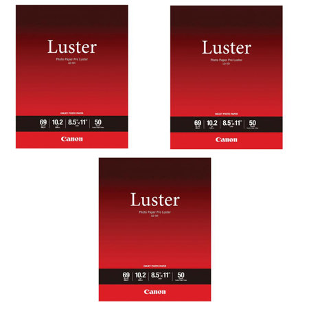 Canon 3 Pack Canon LU-101 Pro Luster Photo Paper (8.5x11", 50 Sheets, 255 gsm)