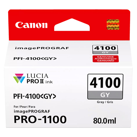 Canon PFI-4100 80ml Pigment Ink Tank for imagePROGRAF PRO-1100 Printer, Gray