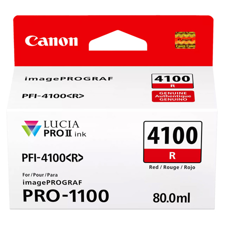 Canon PFI-4100 80ml Pigment Ink Tank for imagePROGRAF PRO-1100, Red