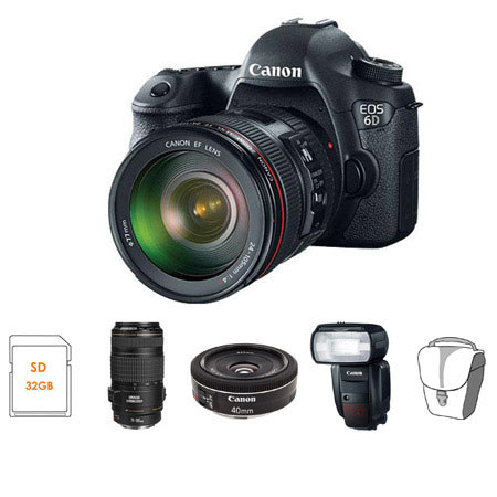 Canon EOS-6D DSLR Camera 3 Lens Bundle & More (See Details)