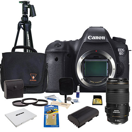 Canon EOS-6D Camera, Bundle w/Canon 70-300mm Lens, 32GB Card, Carrying Case