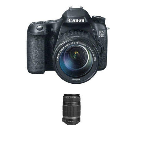 Canon EOS 70D Camera with 18-135mm Lens - Bundle with Canon 55-250mm Lens