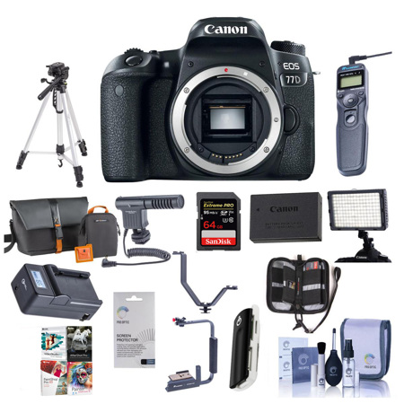 Canon EOS 77D DSLR Body - with Pro Accessory Bundle