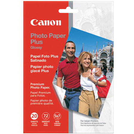 Canon Photo Plus, Glossy Borderless Inkjet Paper, 5" x 7", 20 Sheets. #7980A019