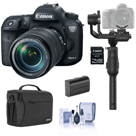 Canon EOS 7D Mark II DSLR with 18-135mm USM Lens & W-E1 Wi-Fi Adaper Kit/ Gimbal