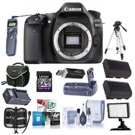 Canon EOS 80D DSLR Camera Body, Black with Pro Accessory Bundle
