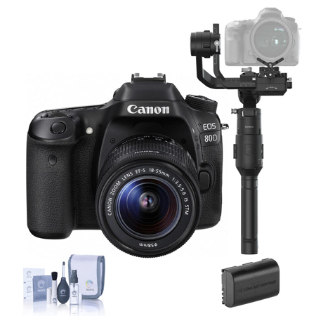 Canon EOS 80D DSLR with 18-55mm STM Lens - With Gimbal Kit