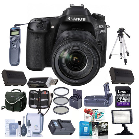 Canon EOS 80D DSLR Camera w/EF-S 18-135mm F3.5-5.6 IS USM Lens w/Pro Acc Bundle