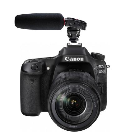 Canon EOS 80D DSLR with EF-S 18-135mm IS USM Lens With Tascam  DR-10SG Camera-Mountable Audio Recorder with Shotgun Microphone