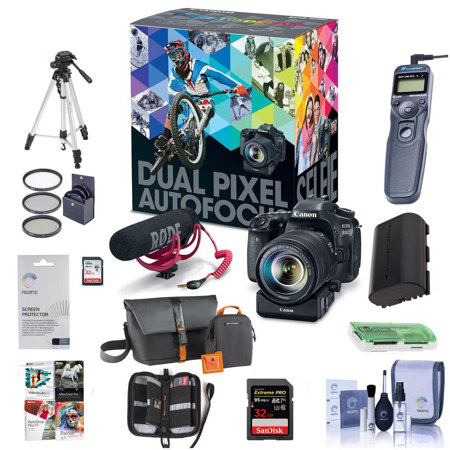 Canon EOS 80D DSLR with 18-135mm USM Lens and Audio Kit and Premium Acc Bundle