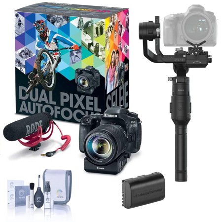 Canon EOS 80D DSLR with 18-135mm USM Lens and Audio Kit - With Gimbal Kit