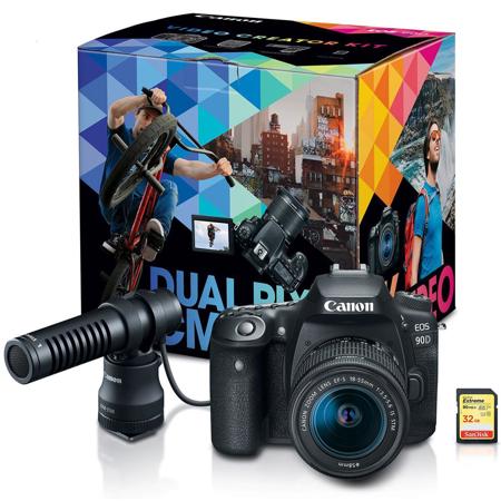 Canon EOS 90D DSLR Video Creator Kit with DM-E100 Microphone & EF-S 18-55mm Lens