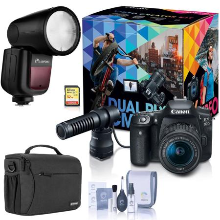 Canon EOS 90D DSLR Video Kit with DM-E100 Mic & EF-S 18-55mm Lens With Flash Kit