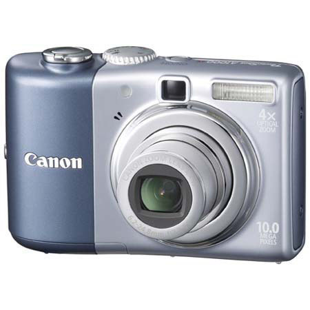 Canon Powershot A1000 IS 10MP Digital Camera, 4x Optical Zoom Lens, 2.5" LCD with Optical Image Stabilizer - Blue with two FREE Sandisk 1GB Ultra II SD Memory Cards