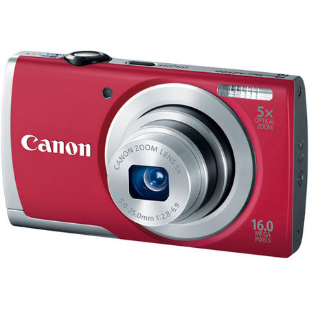 Canon PowerShot A2500 Camera, Red, Bundle w/8GB SDHC Card, Camera Case
