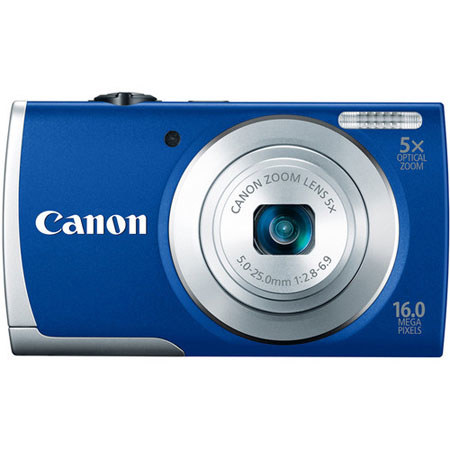 Canon PowerShot A2600 Digital Camera, Blue, Bundle w/8GB Card, Camera Case