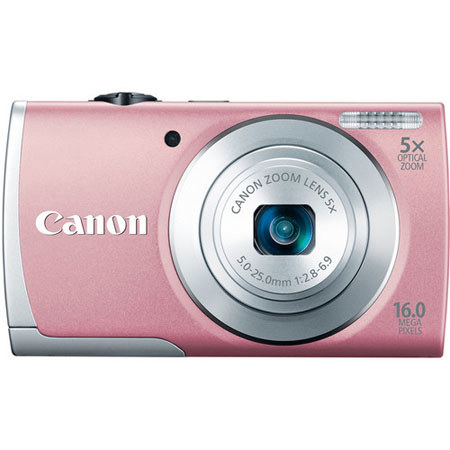 Canon PowerShot A2600 Digital Camera, Pink, Bundle w/8GB Card, Camera Case