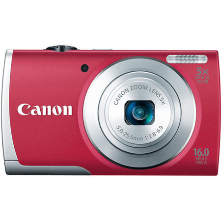 Canon PowerShot A2600 Digital Camera, Red, Bundle w/8GB Card, Camera Case