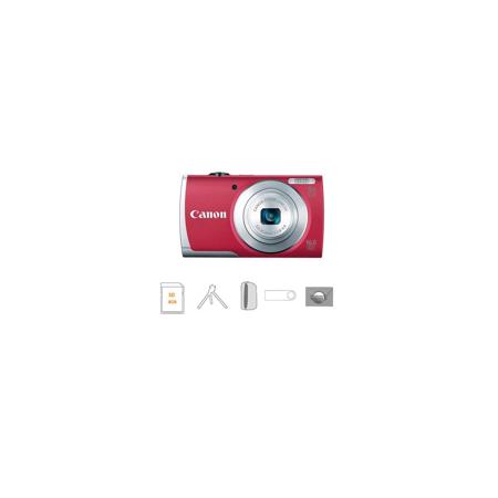 Canon PowerShot A2600 Digital Camera, Red, Bundle w/8GB Card & MORE