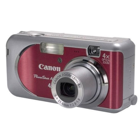 Canon Powershot A430 Digital Camera Kit, 4.0 Megapixel, 4x Optical, 3.6x Digital Zoom, 1.8" LCD Screen - Red Finish