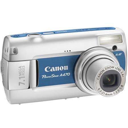 Canon PowerShot A470 Dig Cam, 7.1MP, Blue w/2GB SD Card