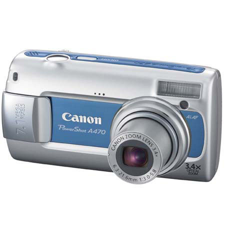 Canon PowerShot A470 Dig Cam, 7.1MP, 3.4x Opt Zm, Blue