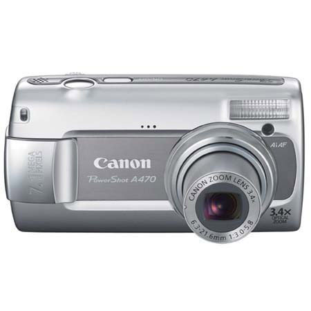 Canon Powershot A470 Digital Camera - Gray - Refurbished - with 2 GB SD Memory Card, Deluxe Carry Case, Mini Table Top Tripod, Neck Strap, Memory Card Wallet, Screen Protecters for LCD Screen, Cleaning Fluid with Cloth